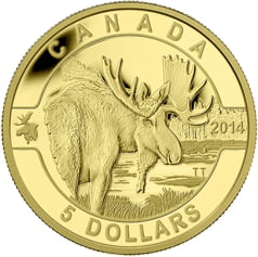 2014 Canada $5 O Canada Series - Moose Pure Gold Coin